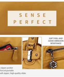 Purses and Handbags Women Tote Shoulder Top Handle Satchel Hobo Bags Fashion Washed Leather Purse 1-d.yellow 18 71qb9OobmhL