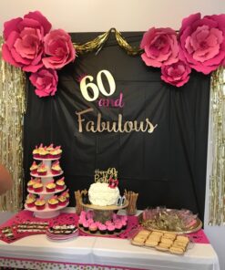 Gold Glitter Happy 60th Birthday Cake Topper,Hello 60, Cheers to 60 Years,60 & Fabulous Party Decoration 32 71qbovH2I4L