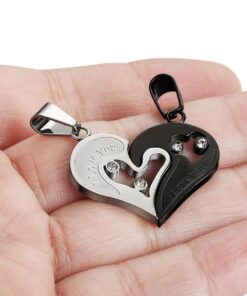 Jstyle Stainless Steel Mens Womens Couple Necklace Pendant Love Heart CZ Puzzle Matching 22 71qdQWjK33L