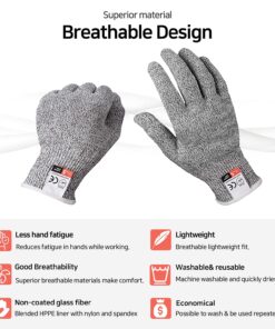 CustomGrips Food Grade Level 5 Protection, 1 Pair, Medium, Cut Resistant Safety Gloves, Great for Meat Cutting, Oyster Shucking, Fish Filleting, Chopping Vegetables & General Kitchen Work 10 71qe8LmHqvL