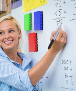 8 Pack Magnetic Dry Eraser - Wellerly Whiteboard Erasers Chalkboard Cleaners Eraser Dry Erase Wipe for Classroom Home Office School Teacher (Blue+Yellow+Red+Green, 4.2inch x 2.2inch x 0.8inch) Blue+yellow+red+green 15 71qeIpI3bwL