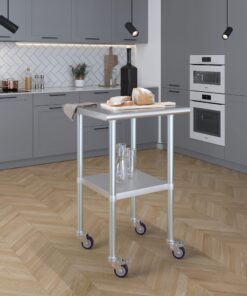 AmGood 24" x 24" Stainless Steel Work Table with Casters | Heavy Duty Metal Utility Table On Wheels | Kitchen Island Cart 24" Long x 24" Deep 14 71qenepvhwL