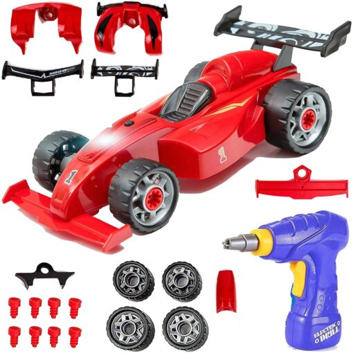 Liberty Imports Kids Take Apart Toys - Build Your Own Formula Race Car Toy Vehicle Construction Playset - Realistic Sounds and Lights with Tools and Power Drill (Formula)