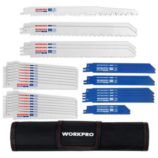 WORKPRO 32-Piece Reciprocating Saw Blade Set - Metal/Woodcutting Saw Blades, Pruner Saw Blades with Organizer Pouch 1 Reciprocating Saw Blades