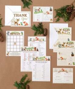 Lillian Rose 8-Piece Woodland Baby Shower Invitations, Neutral, 5" x 7" 6 71qfCqfpa6L