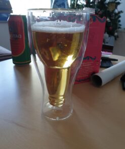 Dragon Glassware Beer Glasses, Clear Double Wall Insulated Pub Mugs, Upside Down Design, Holds One Full Beer Bottle, Freezable Glass for Beer Lovers, 13.5 oz Capacity, Set of 2 2 Count (Pack of 1) 20 71qgFvk89PL