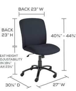 Safco High Back Big and Tall Swivel Desk Task Chair Adjustable Height and Rolling Base, Rated for 24/7 Use, 500 lbs. Weight Capacity, Work or Home Office, Black (3490BL) Black (Fabric) 8 71qhBNrSyfL