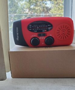 iRonsnow Solar Emergency Hand Crank Weather Radio, Portable Self Powered NOAA AM/FM Radios with SOS Alarm LED Flashlight 2000mAh Power Bank Smart Phone USB Charger for Camping (Red) 52 71qhcx8yj6L