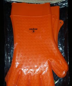 Jolly Green Products Ekogrips Premium Heat-Resistant BBQ Gloves for Cooking and Meat Handling, Kitchen Oven Gloves, Fireplace Accessory, Campfire Gloves, BBQ Mitt, Dishwashing Gloves (Orange, L/XL) Orange 48 71qhdJzuFwL