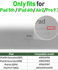 Timecity iPad 6th/5th Generation Case, iPad 9.7 inch Case 2018/2017 with Screen Protector, 360 Rotating Stand/Hand Strap, Full-Body Protective Case for iPad 6th/5th Gen/Air 2/ Pro 9.7''-Black Black+ Black 25 71qiMxA NZL