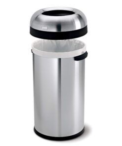 Alternative view of simplehuman 60 Liter / 16 Gallon Bullet Open Top Trash Can, Commercial Grade Heavy Gauge, Brushed Stainless Steel 60 Liter Round