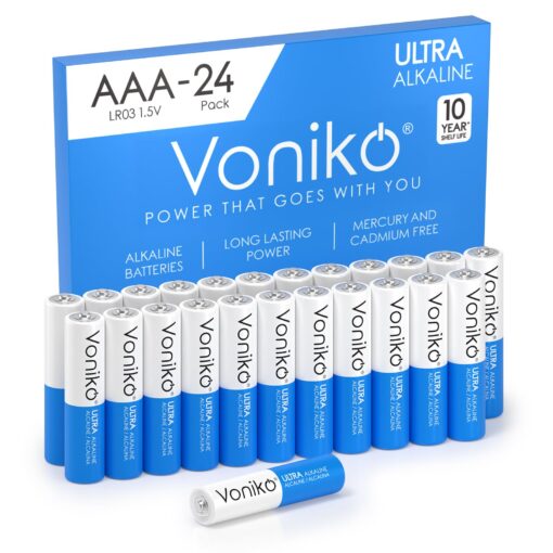 Voniko - Premium Grade AAA Batteries - 24 Pack - Alkaline Triple A Battery - Ultra Long-Lasting, Leakproof 1.5v Batteries - 10-Year Shelf Life 24 Count (Pack of 1)