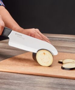 Kyocera Advanced Ceramics – Revolution Series 3-Piece Ceramic Knife Set: Includes 6-inch Chef's Knife; 5-inch Micro Serrated Knife; and 3-inch Paring Knife; Black Handles with White Blades 18 71qjVi2SasS