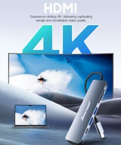 Hiearcool USB C Hub, USB C Multi-Port Adapter for MacBook Pro, 7 in 1 USB C to HDMI Hub Dongle Compatible for USB C Laptops and Other Type C Devices (4K HDMI USB3.0 SD/TF Card Reader 100W PD) Space grey 29 71qkm9szzPL