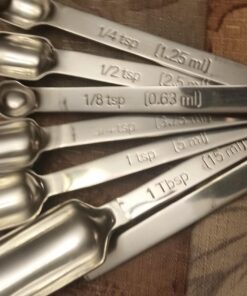 2lbDepot Measuring Spoons Set of 7 Includes Bonus Leveler, Premium, Rust Proof, Heavy Duty, Chrome Plated, Stainless Steel Metal, Narrow, Long Handle Design fits into Spice Jars Stainless Steel Set of 7 (Includes Leveler) 30 71ql7Tsir7L