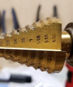 NEIKO 10194A Titanium Step Drill Bit, High-Speed Alloy-Steel Bit, Hole Expander for Wood and Metal, 10 Step Sizes from 1/4 Inch to 1 3/8 Inches 1/4 to 1-3/8" Tri-Flat Shank Straight 33 71qlVOSqTQL