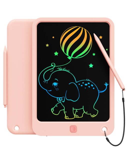 bravokids LCD Writing Tablet for Kids Toys, 10 Inch Colorful Doodle Board Drawing Pad for Writing Board Drawing Board, Toddler Toys for 3 4 5 6 7 8 Years Old Girls Boys (Pink) Pink