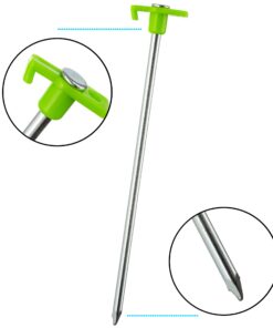 Alternative view of TARPATOP Galvanized 10” Tent Pegs – 12 Heavy Duty Anchoring Stakes with Green Stopper - 1 Peg Puller – Accessory Tool for Hikers, Campers and Farmers – for Gardening, Canopies, Beach Shades and Tarps
