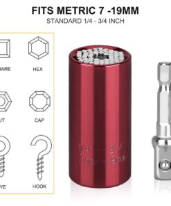 Linkstyle 4PCS Universal Socket Grip Tool Set, 7mm-19mm Socket Wrench with Power Drill Adapter Multi-Function Wrench Repair Kit Ratchet Gadgets, Gifts for Men Husband Boyfriend DIY Handyman Red 10 71qoAlb2dVL