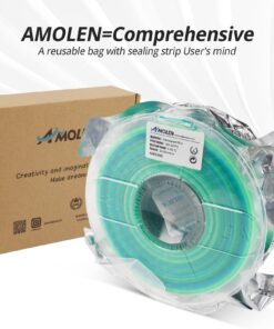 AMOLEN PLA 3D Printer Filament, PLA Filament 1.75mm Transparent Blue Green, with Light Transmission Feature, Compatible with Most FDM Printer, 1KG/2.2lb 11 71qpj j7wL