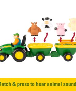 Alternative view of John Deere Animal Sounds Hayride Musical Tractor Toy - Musical Hayride and Farm Animal Toddler Toys - Includes Farmer Figure, Tractor, and 4 Farm Animals - Ages 12 Months and Up