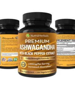 NUTRAHERBALS Ashwagandha Supplement Made with Premium Ashwaganda Root Powder 1200mg with Black Pepper Extract for Increased Absorption - 120 Vegi Capsules 19 71qqfwWPOL