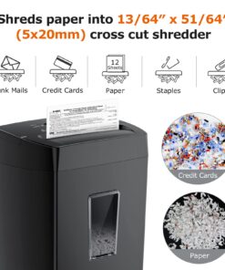Bonsaii 12-Sheet Cross Cut Paper Shredder, 5.5 Gal Home Office Heavy Duty Shredder for Paper, Credit Card, Mails, Staples, with Transparent Window, High Security Level P-4 (C275-A) 1 2 Sheet 5-Minute 21 71qqsoF3eJL