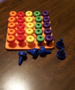 Skoolzy Montessori Sensory Pegboard 33 Piece Set - Develop Sensory Play Occupational Therapy STEM Learning Educational Toys for Kids 2+ - Includes Foam Board, Lacing String, Dice, Storage Bag, eBook Peg Set with Foam Board 35 71qrI7et92L