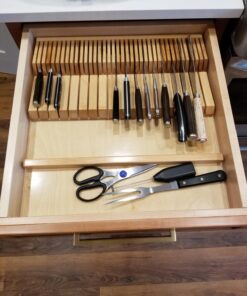 Rev-A-Shelf Dual Row Trim To Fit Knife Block Drawer Organizer with Storage Holder for Kitchen Utensils, 55 Slot Cutlery Tray, Wood, 4WDKB-1 Natural 35 71qsAJTGPBL