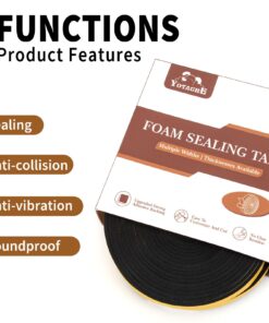 Yotache Adhesive Weather Stripping 2 Rolls 1" W X 1/8" T, Neoprene Foam Weatherstrip Tape for Automotive, 33 Ft Length (2 X 16.5 Ft Each) 1" x 1/8" x 33' 14 71qsdZMoSIL