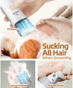 Alternative view of oneisall Dog Hair Vacuum & Dog Grooming Kit, Pet Grooming Vacuum with Pet Clipper Nail Grinder, 1.5L Dust Cup Dog Brush Vacuum with 7 Pet Grooming Tools for Shedding Pet Hair, Home Cleaning Grey