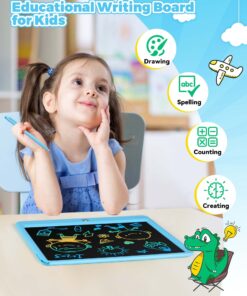 KOKODI 12 Inch LCD Writing Tablet with Anti-Lost Stylus, Erasable Doodle Board Colorful Toddler Drawing Pad, Car Travel School Games Toys for 3 4 5 6 7 8 Kids, Birthday Gift for Girls Boys Adults Blue 13 71qtu15miNL