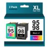98 95 Ink Cartridges Combo Pack Remanufactured Ink for HP 98 95 Work with Officejet 150 100 6310 H470, PhotoSmart 8050 C4180 C4150 D5160, Deskjet 460 5940 (Black, Tri-Color,2 Pack) 56 71qvBzGw1sL