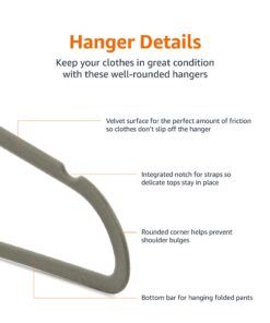 Amazon Basics Kids Velvet, Non-Slip Clothes Hangers, Baby Size 11.6, Pack of 50, Gray 11.6" 50-Pack 22 71qwkrwndDL