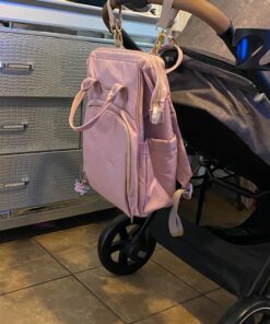 AMILLIARDI Diaper Bag Backpack - 6 INSULATED Bottle Holders - Detachable Stroller Straps (Light Pink) Light Pink 45 71qx rJ1DeL