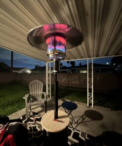 Amazon Basics 46,000 BTU Outdoor Propane Patio Heater with Wheels, Commercial & Residential, Havana Bronze, 32.1 x 32.1 x 91.3 inches (LxWxH) Powder Coated 43 71qxIYrwaFL 1