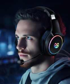 Tatybo Wireless Gaming Headset for PS4, PS5, PC - 2.4GHz Gaming Headphones with Detachable Noise Canceling Microphone, 30-Hr Battery Gaming Headsets for Laptop, Switch, Mac (Black) Black 31 71qy2h8ArXL