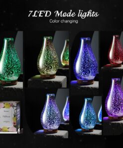 Porseme Essential Oil Diffuser 3D Glass Aromatherapy Ultrasonic Humidifier Cool Mist, Auto Shut-Off, Timer Setting, BPA Free for Home Office Hotel Yoga Gym Leisure SPA Gift 100ml B1-100ml Volcano 22 71qy3MQ1YlL