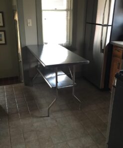 Royal Gourmet Commercial Stainless Steel Double-Shelf Folding Work Table, 48" L x 24" W 28 71qy7OZrQwL