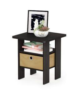 Furinno Andrey End Table / Side Table / Night Stand / Bedside Table with Bin Drawer, Espresso/Brown 1-Pack, Center Bin 32 71qyvkpIC8L
