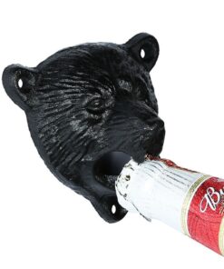 Alternative view of Cast Iron Wall Mount Grizzly Bear Teeth Bite Bottle Opener (Black) Black