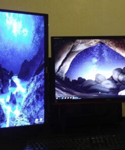 VIVO STAND-V002F Dual LED LCD Monitor Free-Standing Desk Stand for 2 Screens up to 27 Inch Heavy-Duty Fully Adjustable Arms with Max VESA 100x100mm 13" - 27" screens Black 41 71r njbl7IL