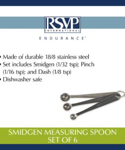 RSVP International Endurance Kitchen Collection Measuring Tools, Dishwasher Safe, Smidgen, 3 Piece, Stainless Steel 1 Includes 1/8 tsp, 1/16 tsp, and 1/32 tsp sizes 15 71r tJgqccL