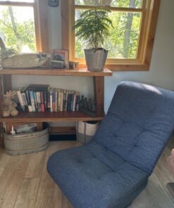 Amazon Basics Swivel Foam Lounge Chair - with Headrest, Adjustable, Denim, Blue, 26.3D x 23.5W x 13.7H in Chair with headrest 35 71r yHmbEcL