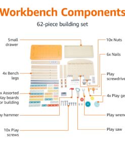 Alternative view of Amazon Basics Wooden Play Toy Tool Set and Workbench for Toddlers, Preschoolers, Children Age 3+ Years, 36 cm D x 58 cm W x 77.9 cm H, Multicolor