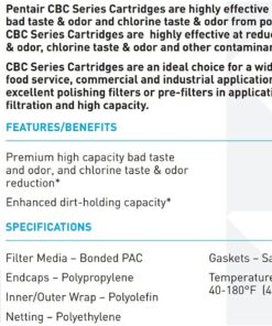 Pentair Pentek CBC-10 Carbon Water Filter, 10-Inch, Under Sink Carbon Block Replacement Cartridge with Bonded Powdered Activated Carbon (PAC) Filter, 10" x 2.5", 0.5 Micron 10" x 2.5" Pack of 1 9 71r1nsSVu7S