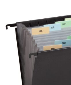 Smead Poly Hanging Expanding File, 12 Indexed Dividers, Retractable Hooks, Letter Size, Black (65125) 13 71r3POLU1RL