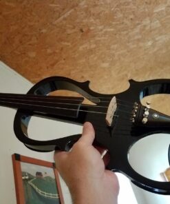 Cecilio 4/4 CEVN-1BK Solid Wood Electric/Silent Violin with Ebony Fittings in Style 1 - Full Size - Black Metallic Full Body - Black full-size 23 71r3yjb5hL