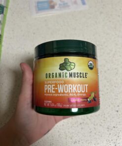 Organic Muscle Superfood Pre Workout Powder for Men & Women, Lemon Berry - USDA Organic Preworkout Supplement for Endurance - Vegan, Natural, Plant-Based, & Low Caffeine Pre-Workout Energy Powder Large (Pack of 1) 36 71r4pRJzb6L
