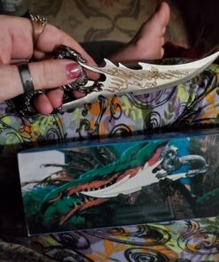 BladesUSA PK-2235 Fantasy Dragon Knife with Wood Display Stand, Silver, 7.5" 17 71r5TtnmL4L